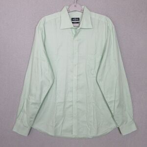 Cafe‎ Coton Dress Shirt Mens XL Exclusive Green Micro Check Long Sleeve